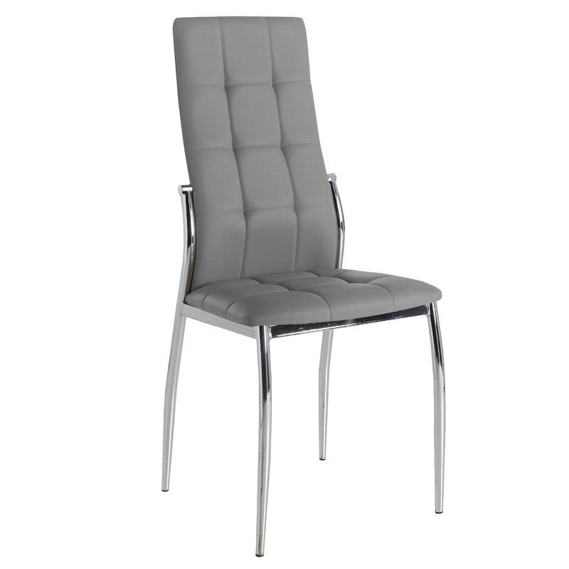 Sillas De Comedor Moderna Laci De Polipiel Y Metal Cromado Color Gris