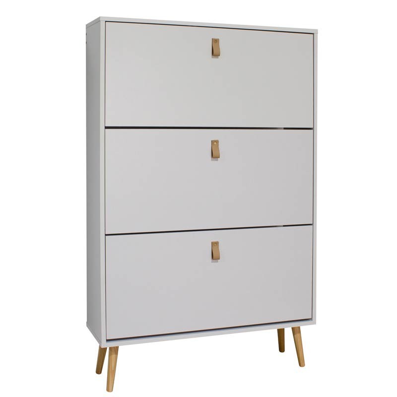 Mueble Zapatero Recibidor Anzio 3 Portones Nórdico Blanco 80 cm