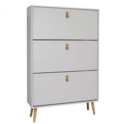 Mueble Zapatero Recibidor Anzio 3 Portones Nórdico Blanco 80 cm