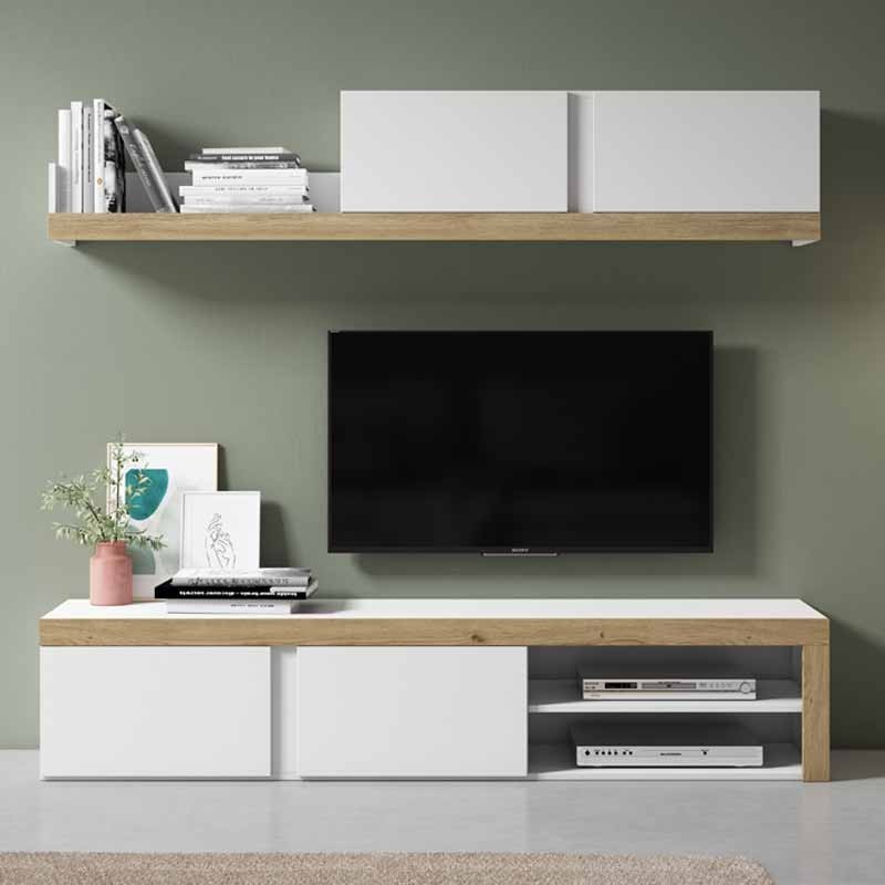 Mueble de salón Fly color blanco y naturale