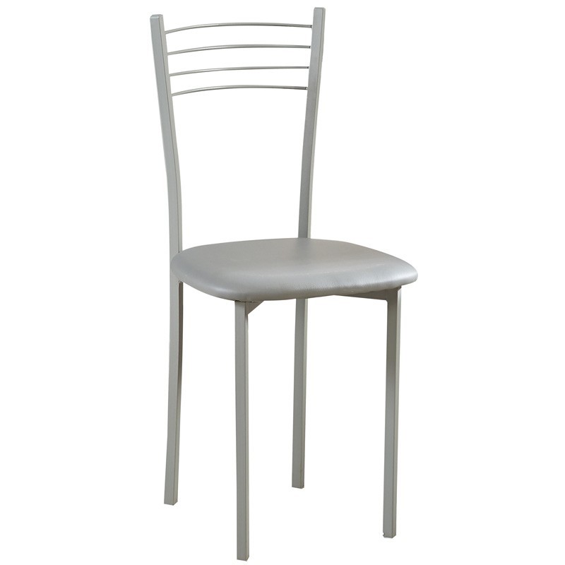 Silla De Cocina Color Gris De Metal Y Poliuretano