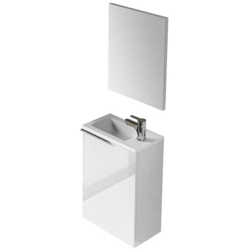 Mueble de Baño Suspendido Compact Blanco Brillo 40 cm (Lavabo Incluido)