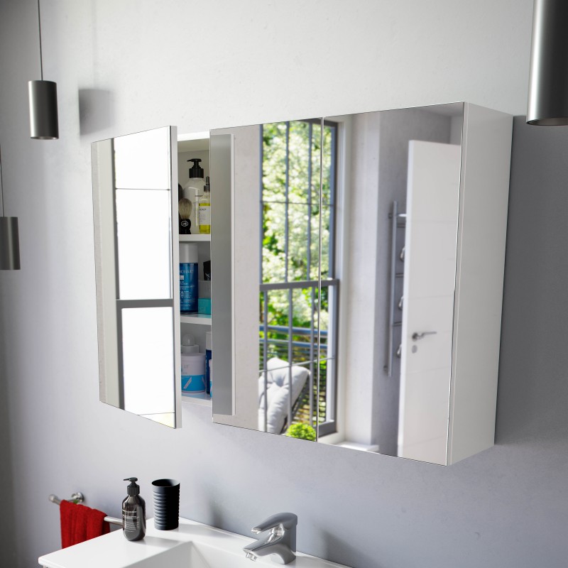 Mueble Auxiliar de Baño Pack Armario Espejo 2P + 1P 100x65 cm