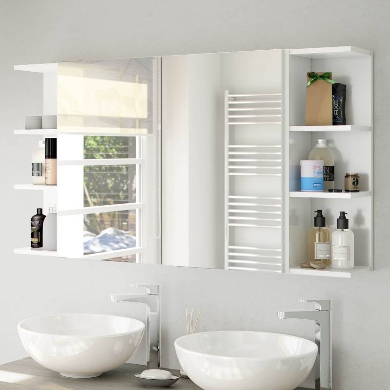 Mueble Auxiliar de Baño Pack 2 Armarios + 2 Estanterías Blanco 120x65 cm