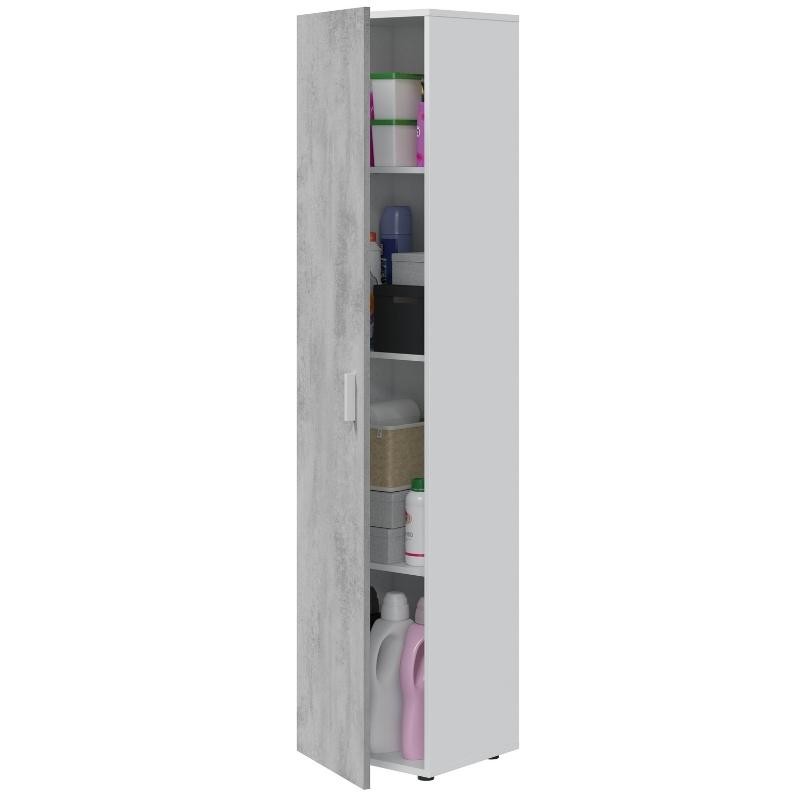 Armario Multiuso Columna 1 Puerta Blanco Y Cemento 41x182 cm