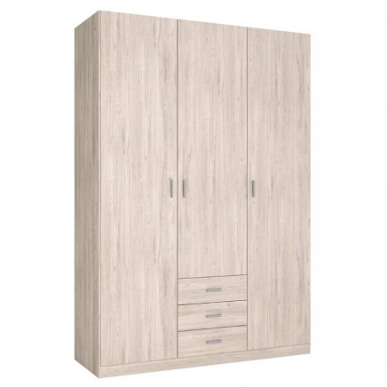 Armario Grande Roma 3 Puertas 3 Cajones Color Sahara 149x216 cm