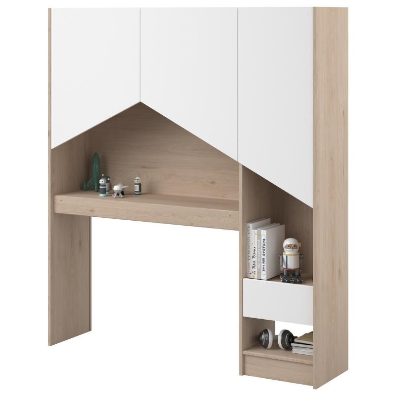 Cabecero de Cama de 90 Juvenil Estantería Child Roble Jackson y Blanco 152x132x32 cm Cabecero de Cama de 90 Juvenil Estantería Child Roble Jackson y Blanco 152x132x32 cm