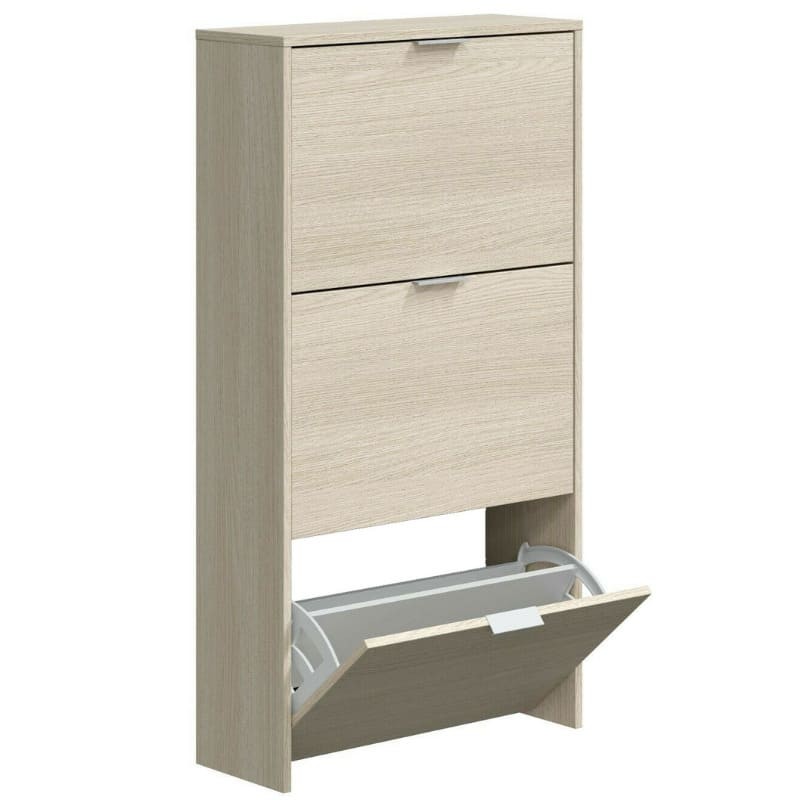 Mueble Zapatero Recibidor 3 Trampones Roble Claro 60 cm