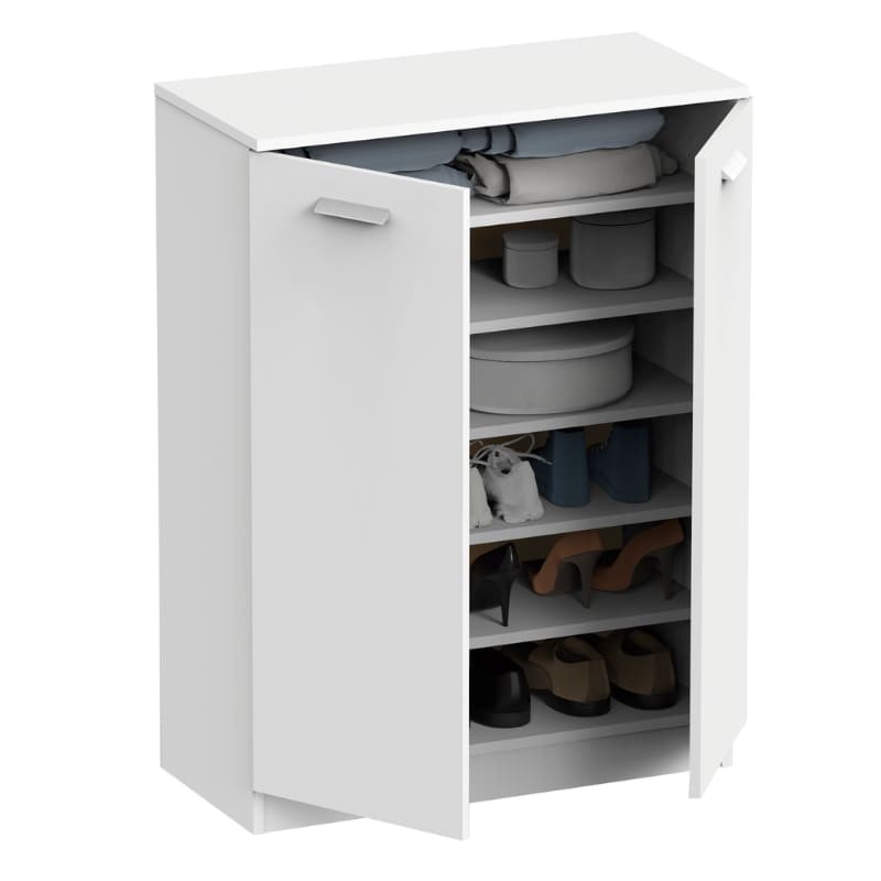 Mueble Zapatero Recibidor Armario Bajo Auxiliar Color Blanco 74 cm