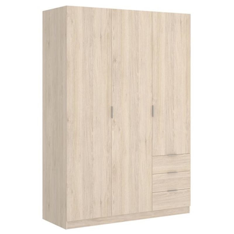 Armario 3 puertas 3 cajones roble 121x180 cm