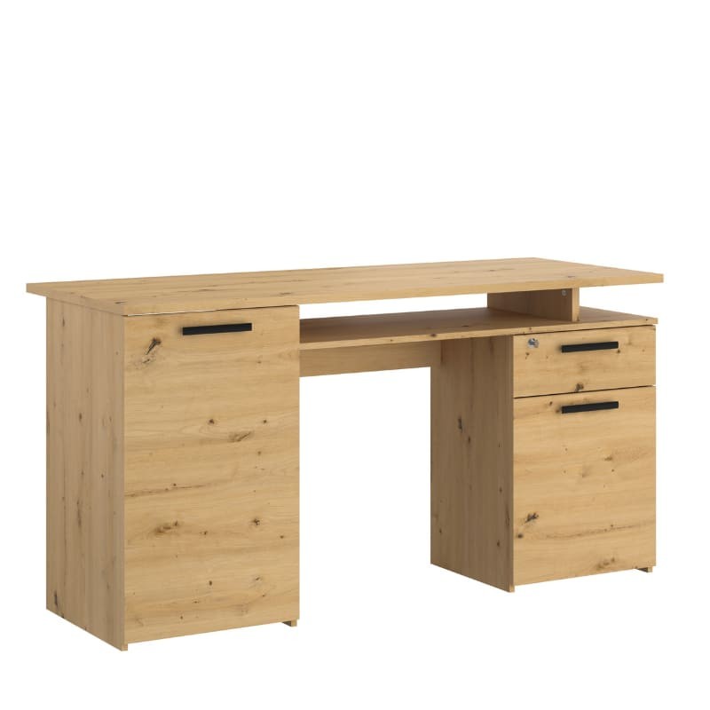 Escritorio Rack 2 Puertas Color Roble