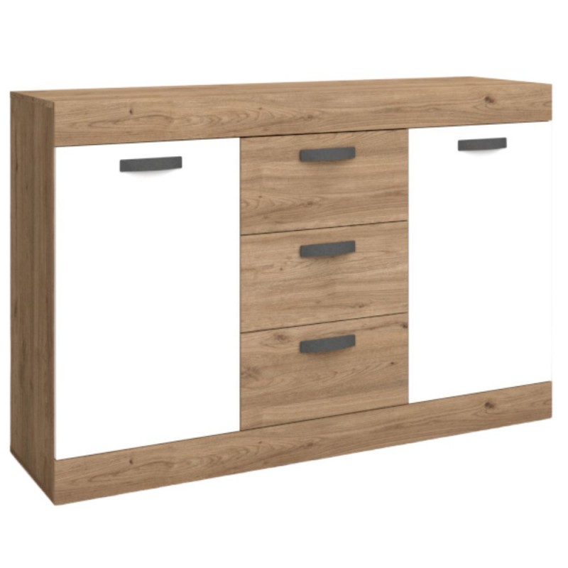 Aparador Argos Salón Comedor Moderno Color Blanco Mate Y  Roble Naturale 140 cm