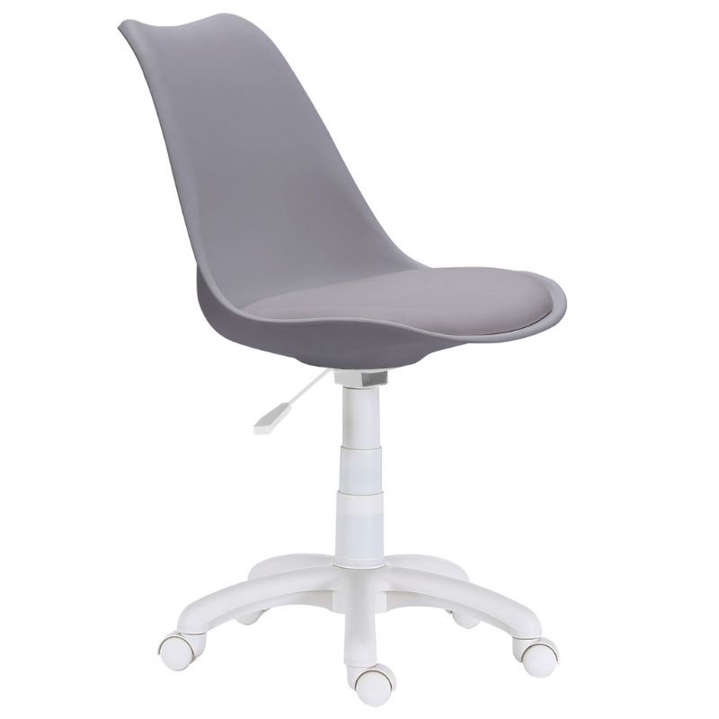 Silla Estudio Oficina Giratoria Lina color Gris y Blanco