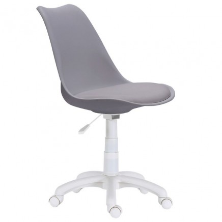 Silla Estudio Oficina Giratoria Lina color Gris y Blanco