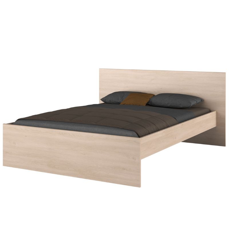 Cama Matrimonio John Color Roble y Negro