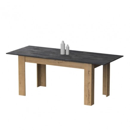 Mesa de Comedor Extensible Color Roble Gold y Mármol Oscuro-Portada