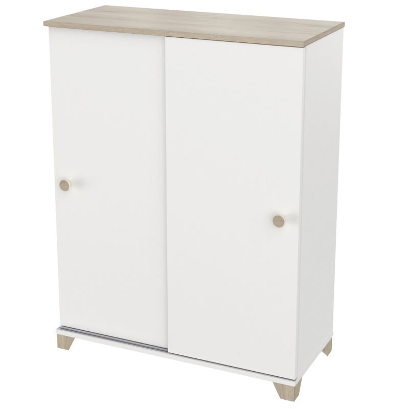 Armario Auxiliar Puertas Correderas Izzy Color Blanco Mate y Roble Kronberg