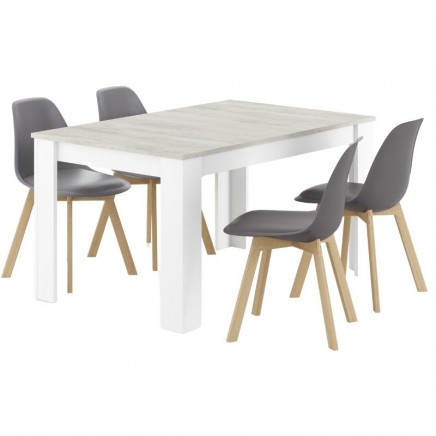 Pack Mesa con 4 Sillas Estilo Nórdico color Gris Cemento