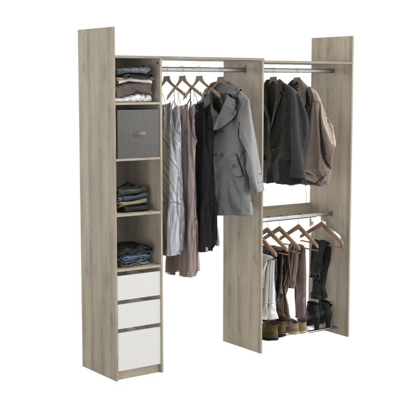 Vestidor Swing 3 Cajones Roble y Blanco Doble 200x218 cm