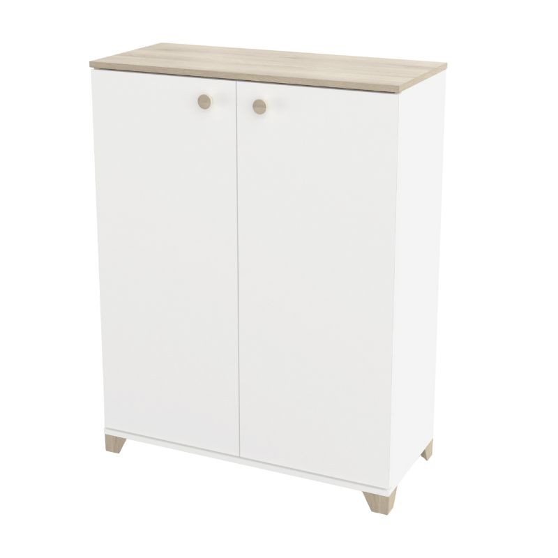 Armario Auxiliar Pequeño Izzy Color Blanco Mate y Roble kronberg 104x35x80 cm Armario Auxiliar Pequeño Izzy Color Blanco Mate y Roble kronberg 104x35x80 cm