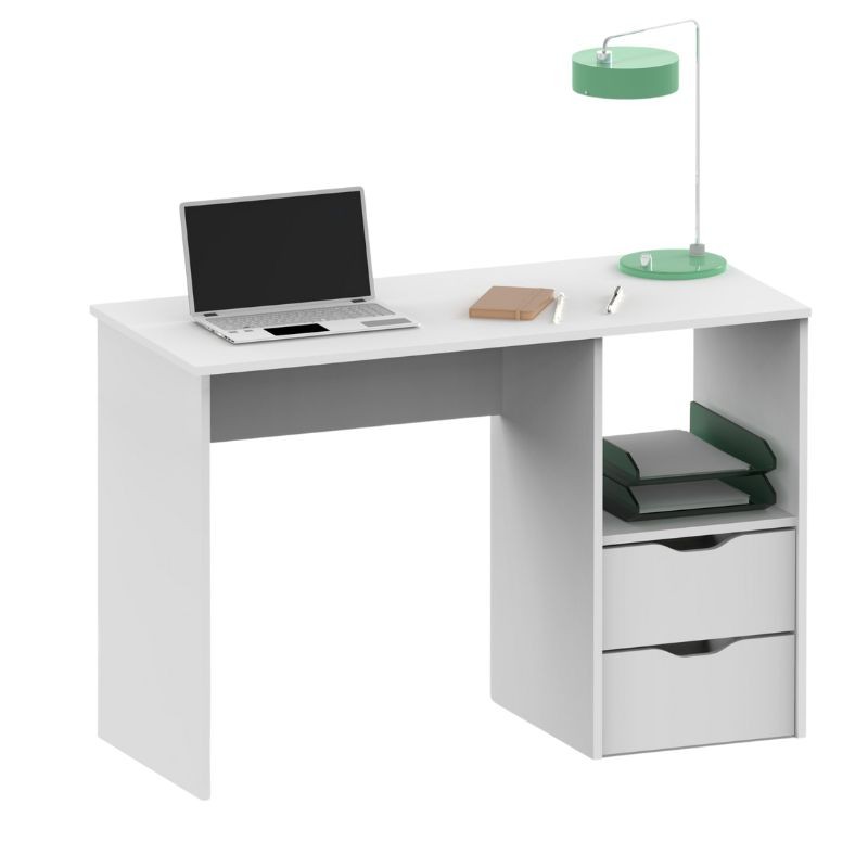 Mesa Escritorio Eko Estudio Oficina Juvenil Con 2 Cajones Color Blanco 115 cm