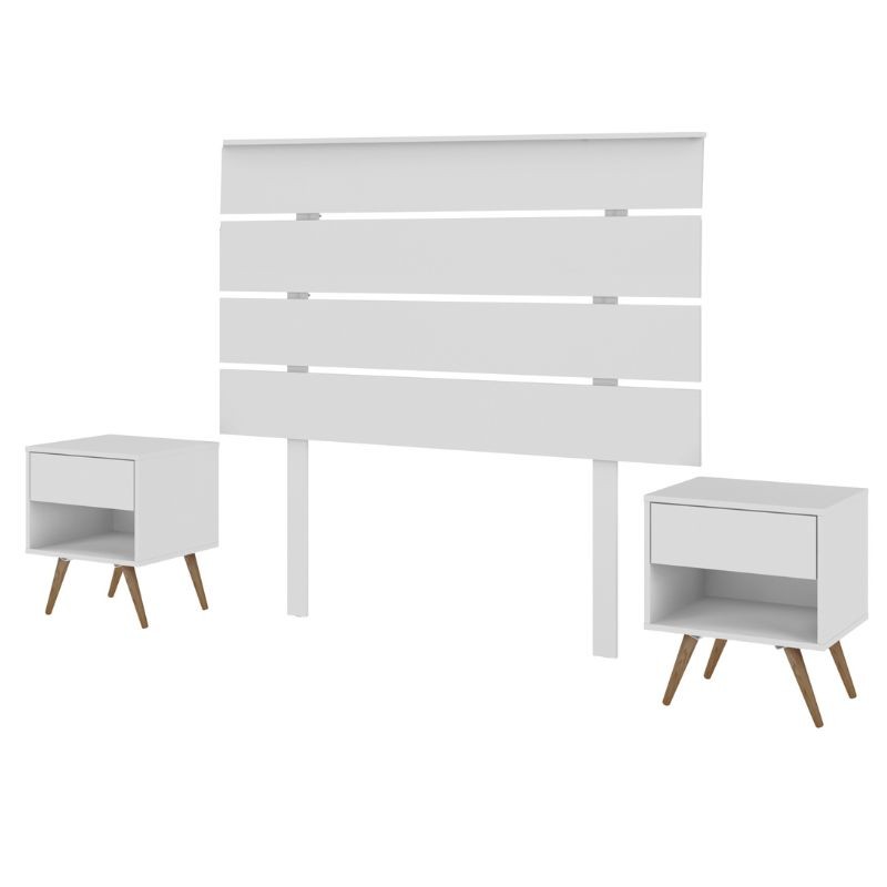 Cabecero Maroto 2 Mesitas Color Blanco Habitación Matrimonio 135/150 cm