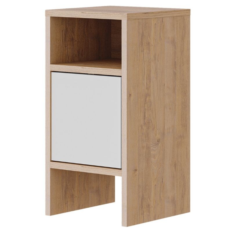Mesita De Noche Albion Roble Safir y Blanco 30x58 cm