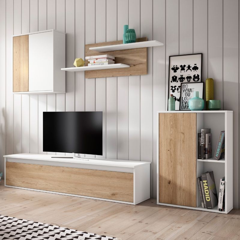 Mueble salón escandinava blanco y naturale_Portada