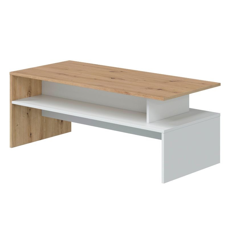Mesa De Centro Salón Lyra Roble Nodi Y Blanco Artik 108x43 cm