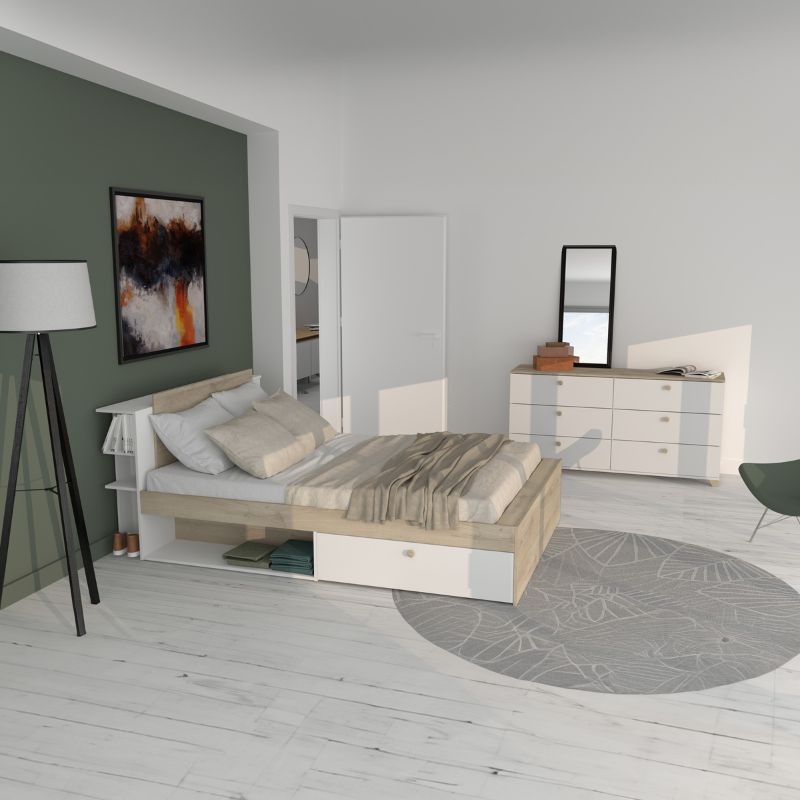 Dormitorio Izzy Blanco y Kronberg Cama+Cómoda_Portada