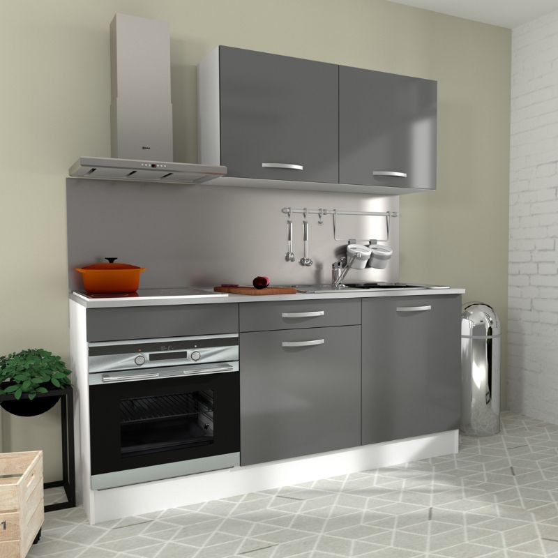 Cocina Modular Block Eko Color Blanco Y Gris Ambiente con horno parte irquierda