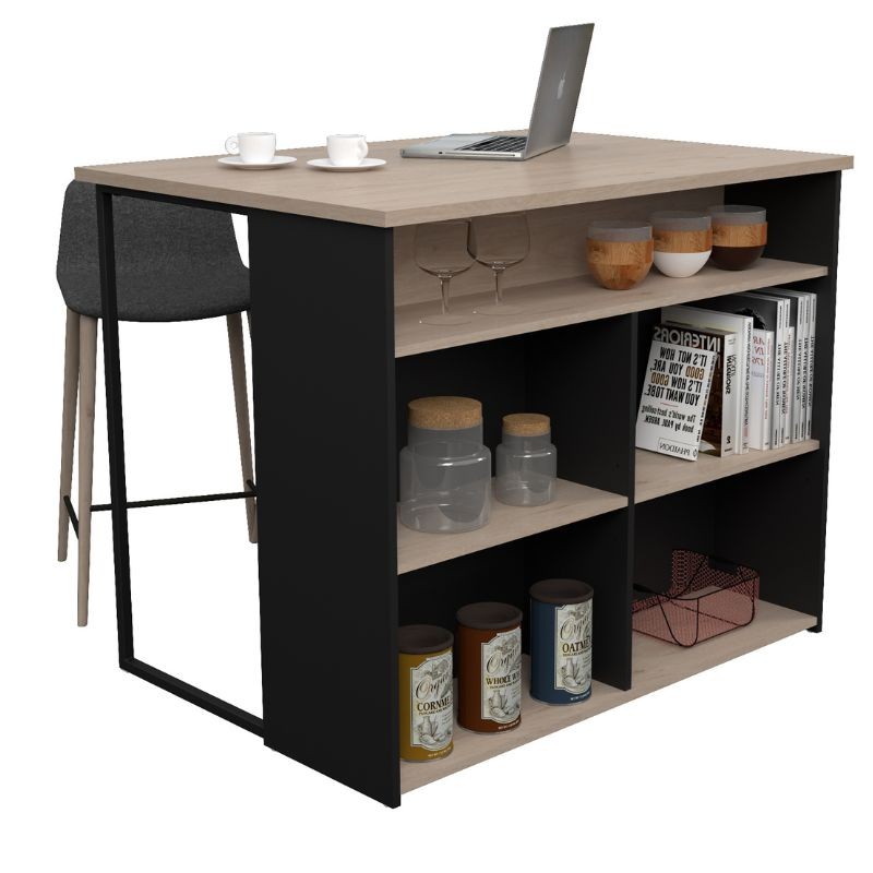 Portada de Isla Cocina Buh Mueble Auxiliar Negro y Roble Jackson