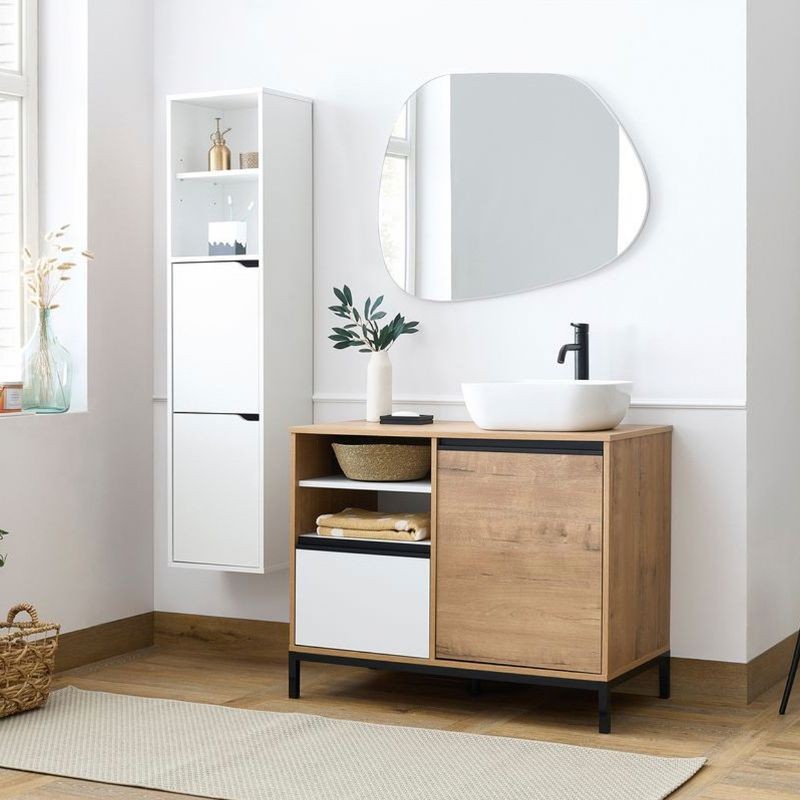 Portada Muebles Baño Támesis Pack Moderno Roble Gold y Blanco