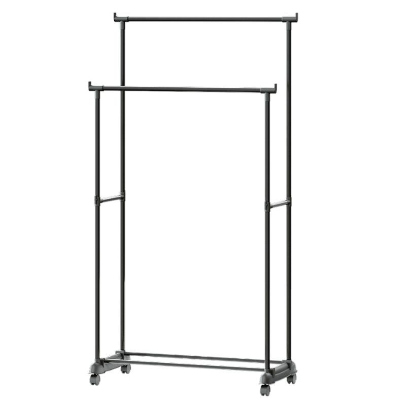 Portada Mueble Auxiliar Perchero Burro Doble Extensible Con Ruedas Negro