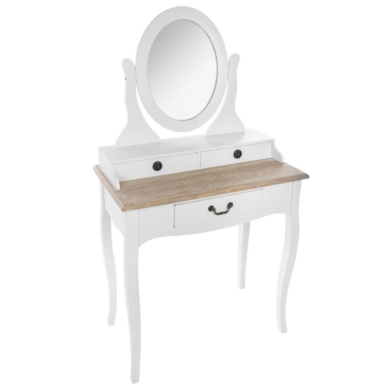 Tocador con espejo Chrysa blanco y madera_Portada