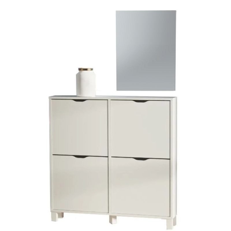 Mueble Zapatero Recibidor Mary Con Espejo Suspendido 97 Cm