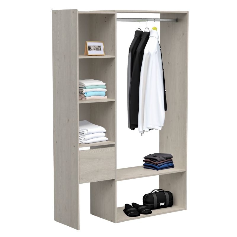 Vestidor Ajustable Con Cajón Flower Color Madera Claro 116x183x40 Cm_Portada