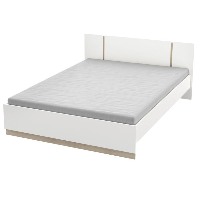 Cama De Matrimonio Watson en Color Blanco y Roble Kronberg 140x190_Portada Cama De Matrimonio Watson en Color Blanco y Roble Kronberg 140x190_Portada