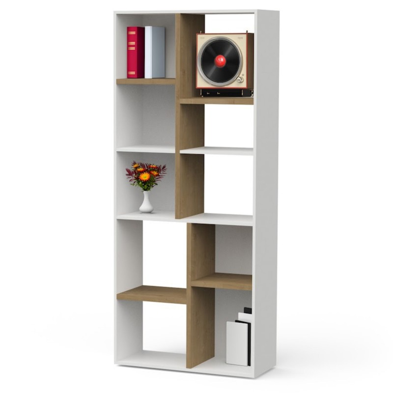 Estantería Multiposición Acces Roble Hamilton Y Blanco Mate 78x183x36 cm