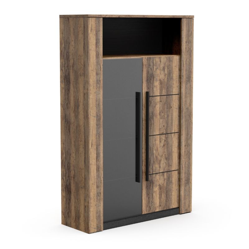 Vitrina Mónaco Color roble Saloon y Negro 114x176 CM_portada