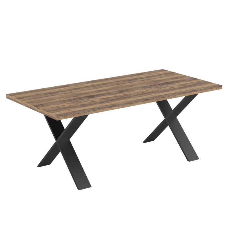 Portada Mesa De Comedor Fija Mónaco Roble Oscuro Y Negro Estructurado