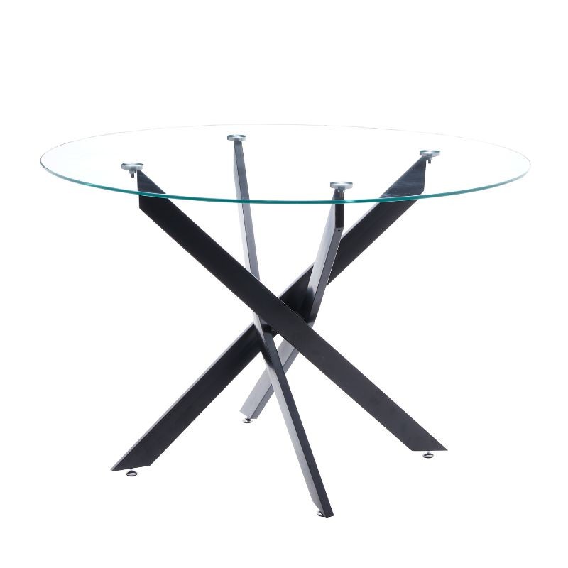 Mesa Comedor Redonda Crest Cristal Color Negro 110x74 cm