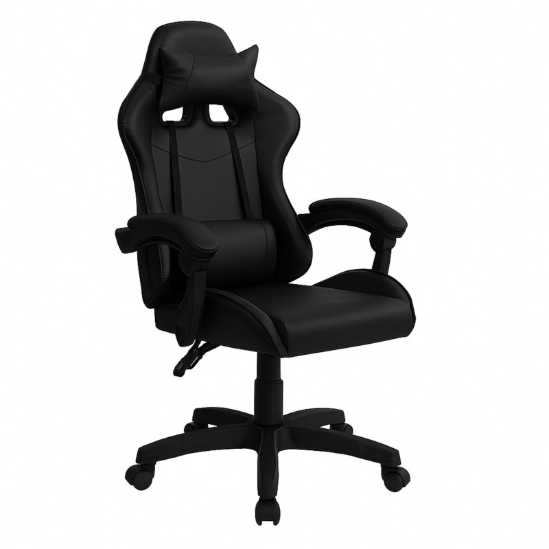 Silla Gaming Koe Giratoria con Cojín Lumbar Color Negro