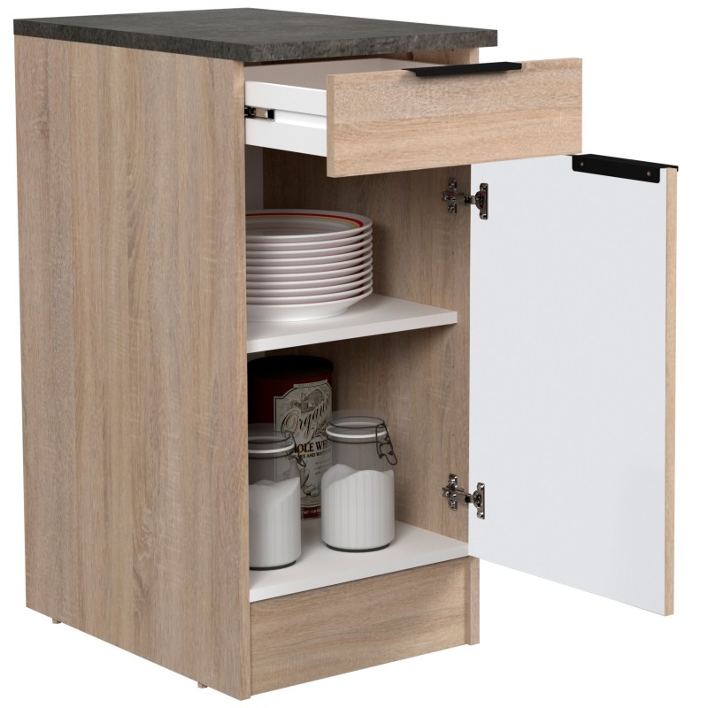 Módulo Cocina Inferior Arko 1C 1P Roble Áspero y Negro 40x60 cm