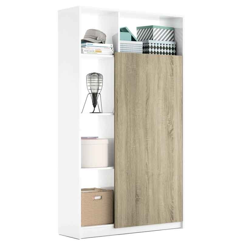 Mueble de Entrada Recibidor Neo Blanco Brillo y Roble Cambrian 100 cm