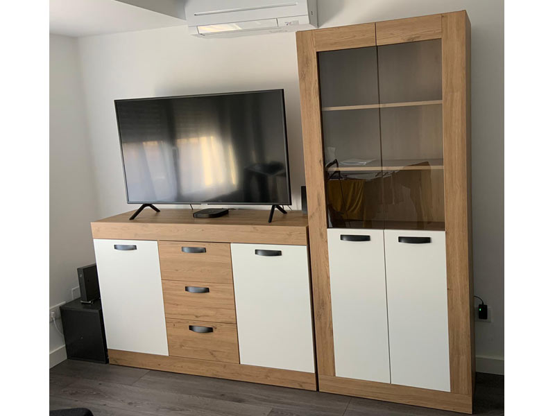 Foto de cliente de Aparador Argos Salón Comedor Moderno Color Blanco Mate Y  Roble Naturale 140 cm