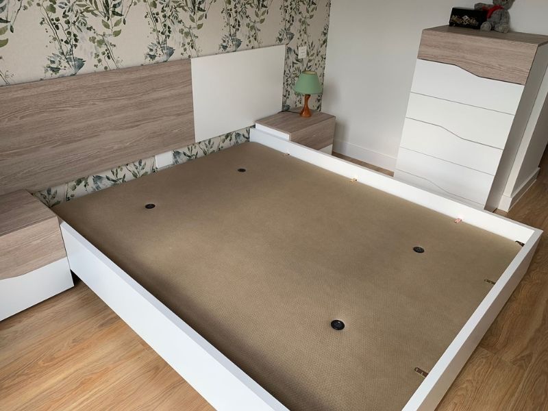 Foto de cliente de Cabecero De Cama Couple Dormitorio Moderno Color Roble Sahara Y Blanco Mate 209 cm