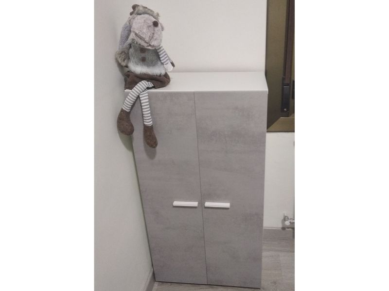 Foto de cliente de Mueble Zapatero Recibidor Armario Cemento 2 Puertas 55 cm
