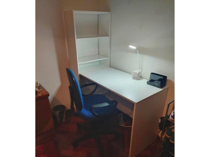 Foto de cliente de Mesa de escritorio con estanteria reversible Duplo Blanco 120 cm