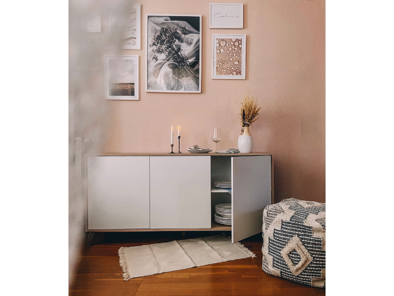 Foto de cliente de Aparador Kikua Plus 3 puertas roble blanco 154 cm